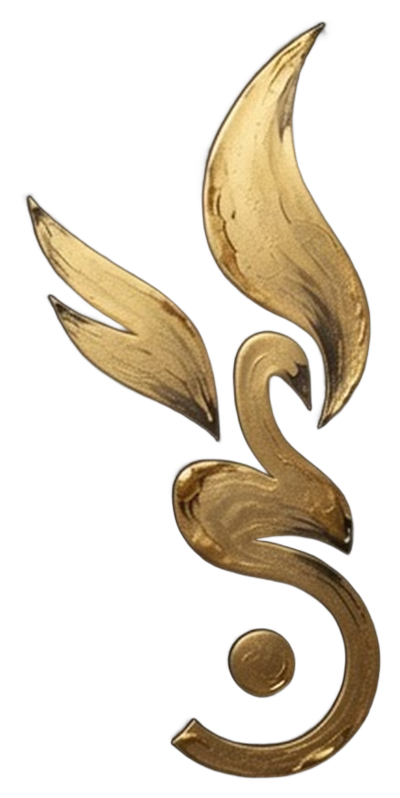 The kintsugi mark, gold leaf strokes