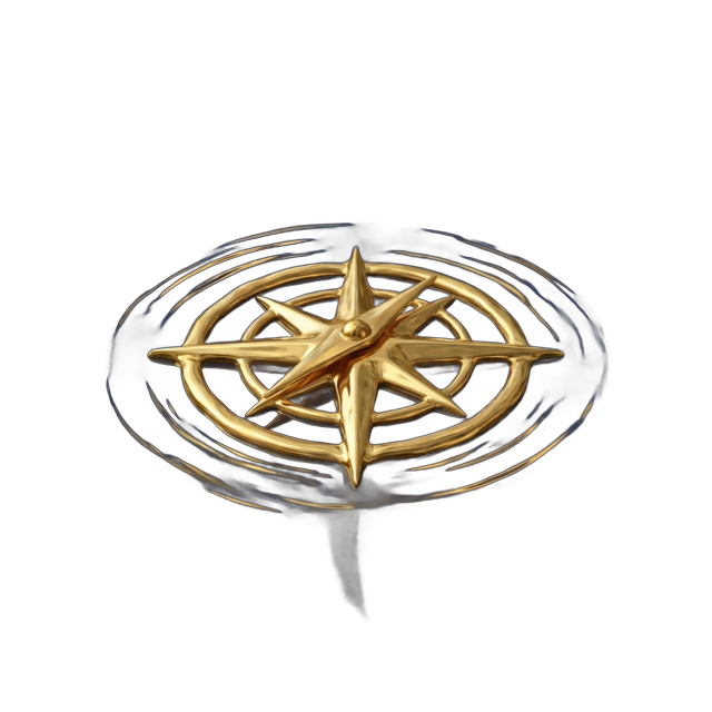 Compass sigil in liquid gold