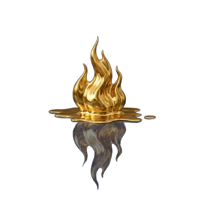 Flame sigil in liquid gold