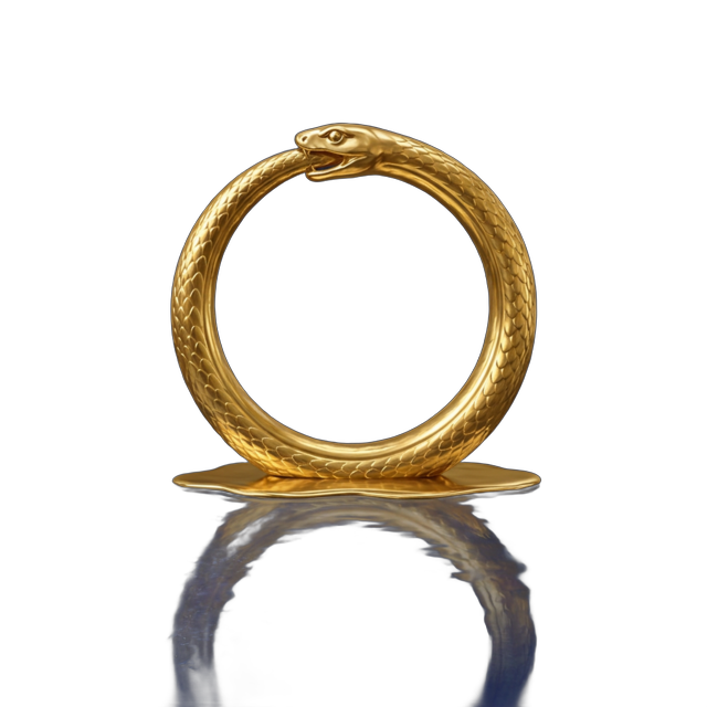 Ouroboros sigil in liquid gold