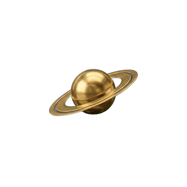 Saturn sigil in liquid gold