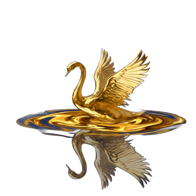 Swan, wings sigil in liquid gold